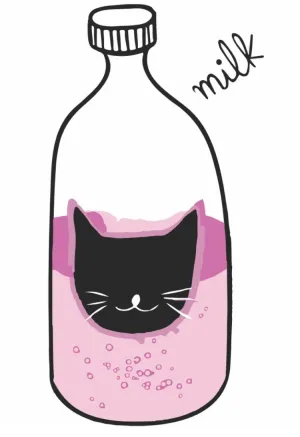 Girls Pink Kitty Knip Milk Bottle  Graphic T-Shirt