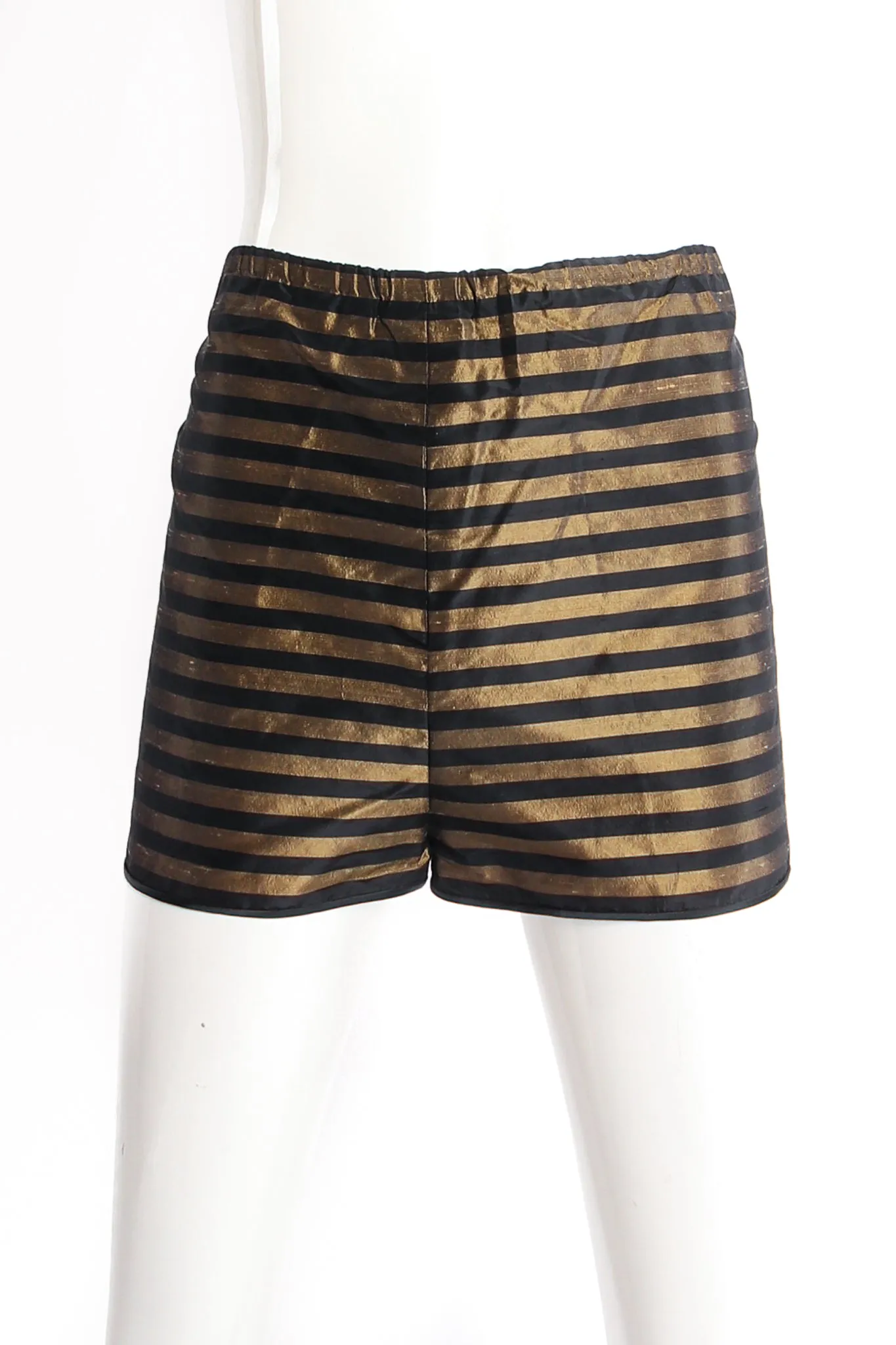 Gold Striped Panel Gown With Shorts