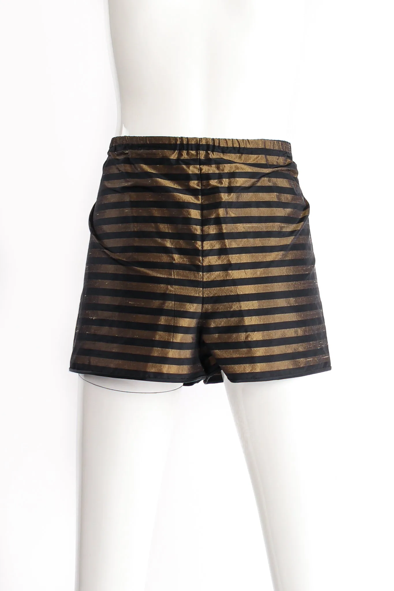 Gold Striped Panel Gown With Shorts