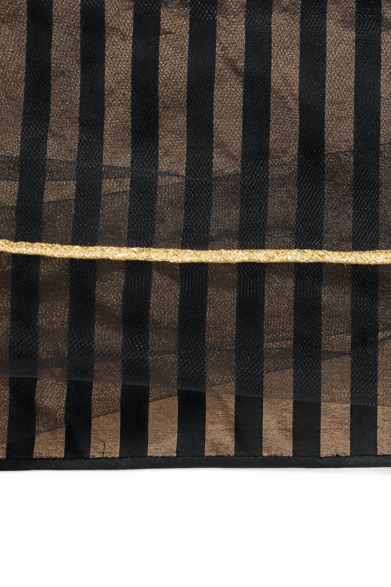 Gold Striped Panel Gown With Shorts