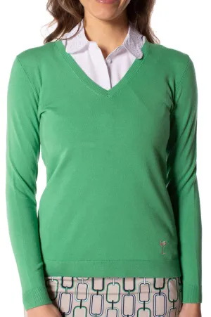 Golftini V- Neck Stretch Sweater - Kelly Green