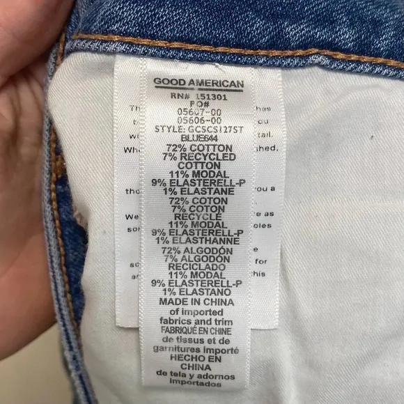 Good American Shadow Pocket Denim Cut Off Shorts