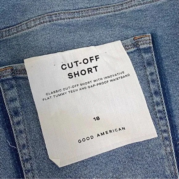 Good American Shadow Pocket Denim Cut Off Shorts