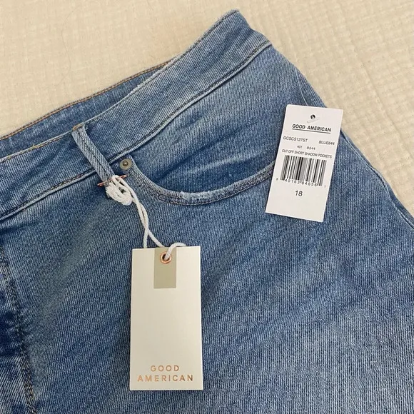 Good American Shadow Pocket Denim Cut Off Shorts