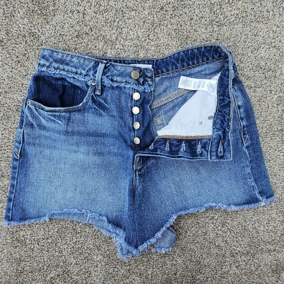 Good American Short Bombshell Shadow Pocket High Waist Button Fly Jean Size 6/28
