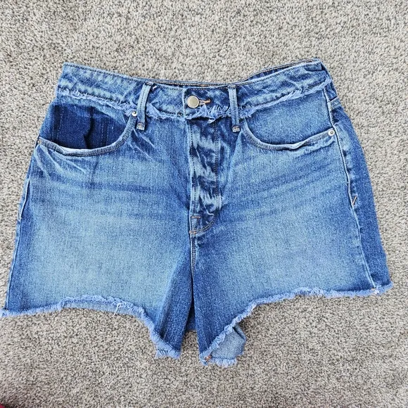 Good American Short Bombshell Shadow Pocket High Waist Button Fly Jean Size 6/28