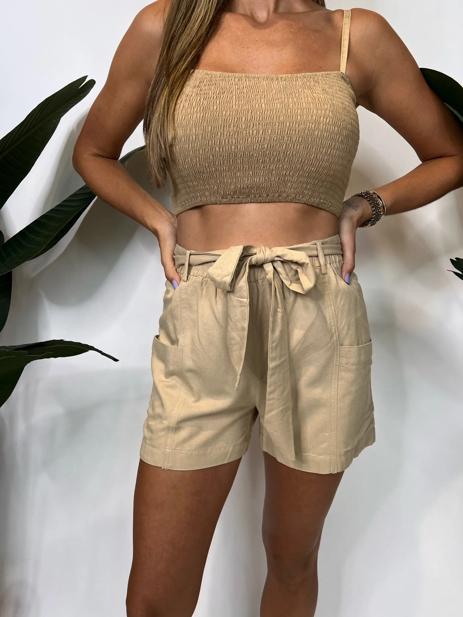 Grade & Gather Cargo Shorts Sand