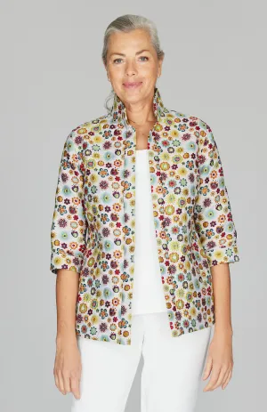 Graphic Flora Reversible High Neck Shirt Jacket