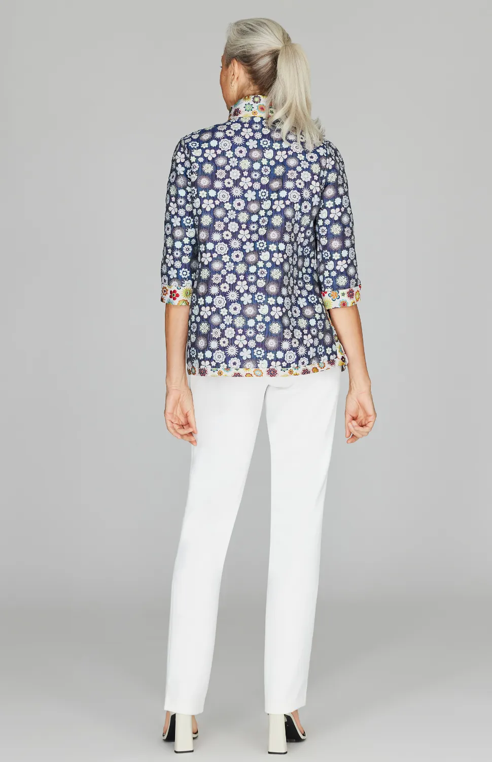 Graphic Flora Reversible High Neck Shirt Jacket