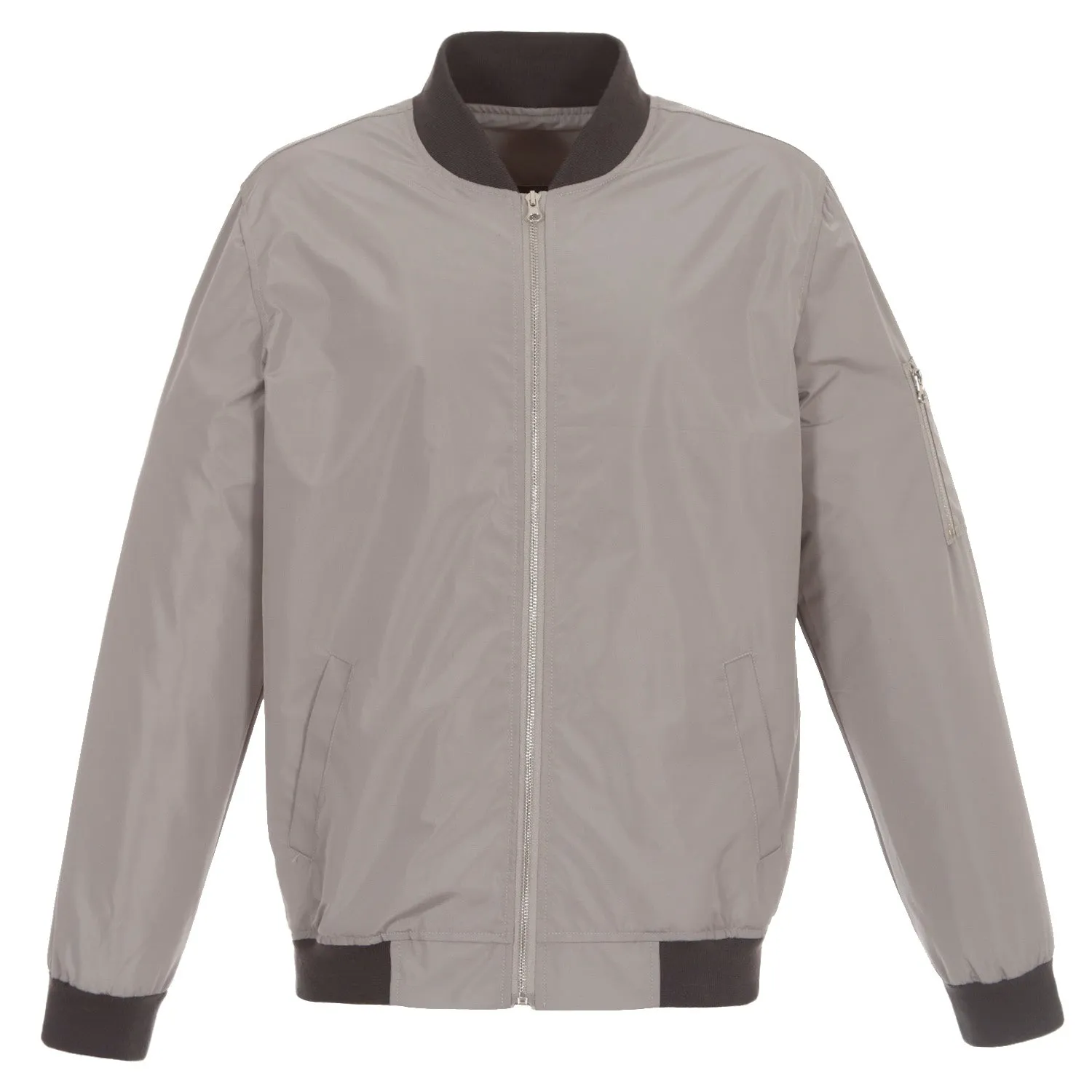 Gray-Charcoal Nylon Bomber