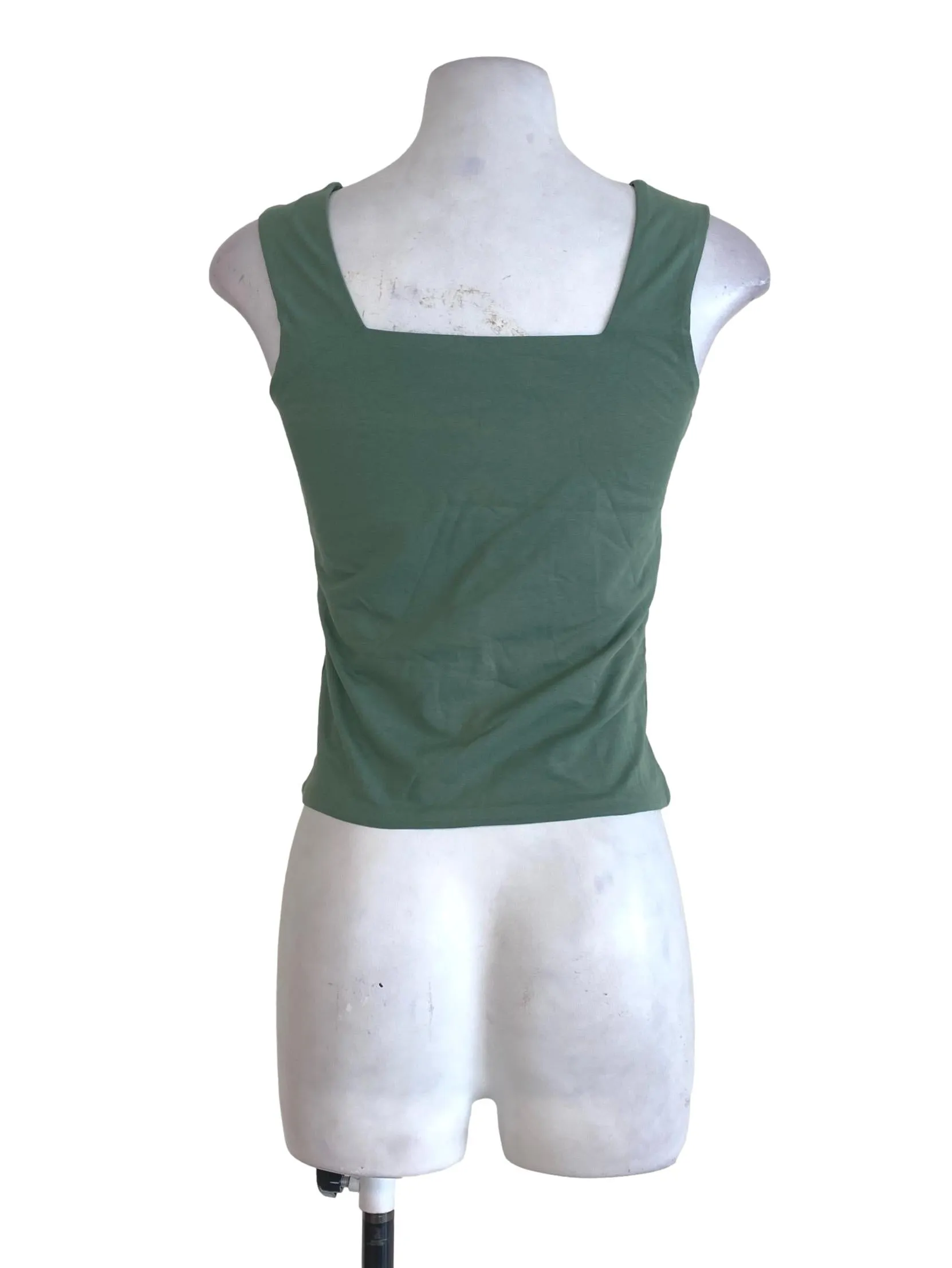 Green Plain Sleeveless Top