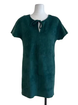 Green Velvet Short Sleeve Shift Dress