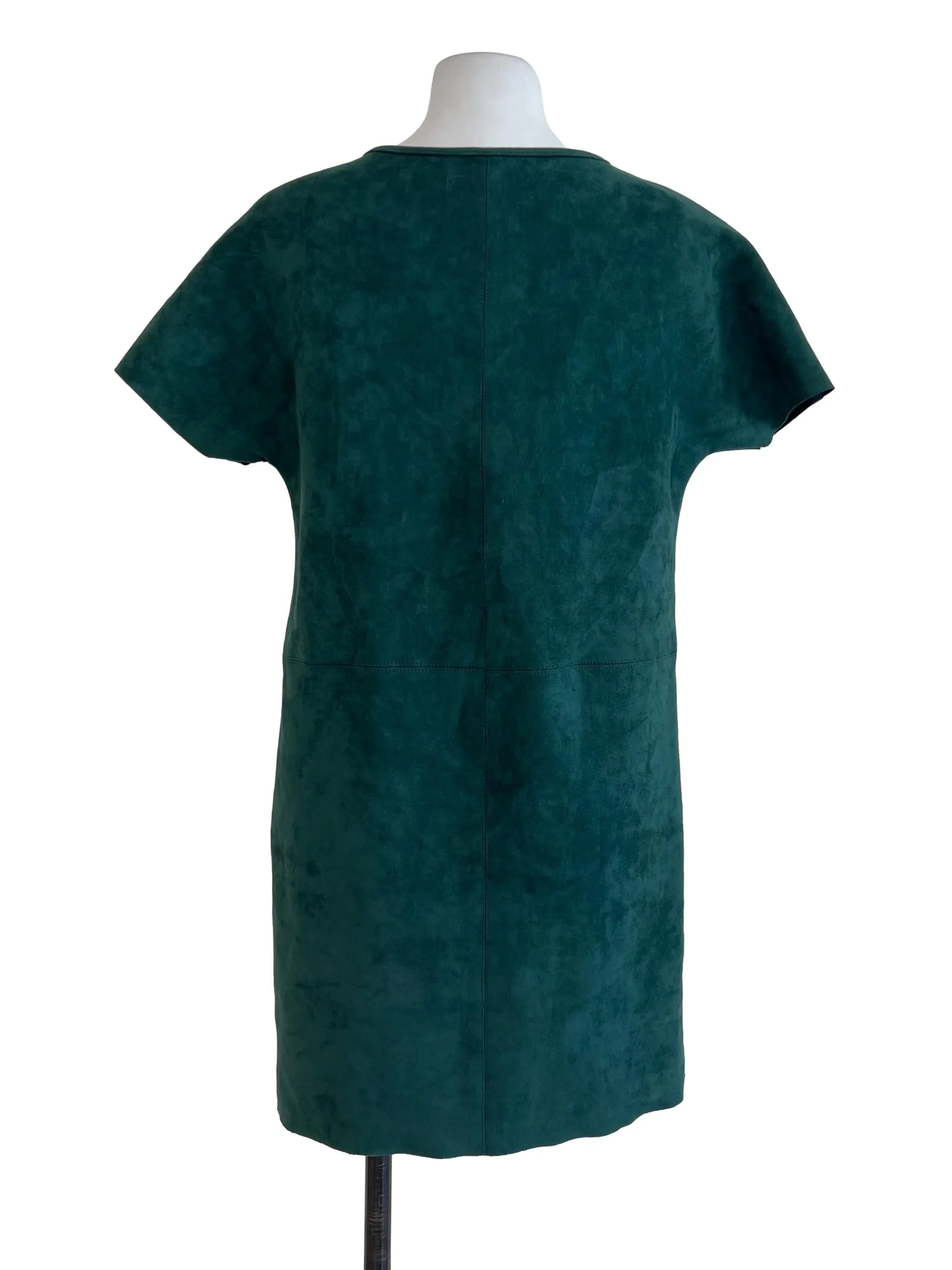 Green Velvet Short Sleeve Shift Dress