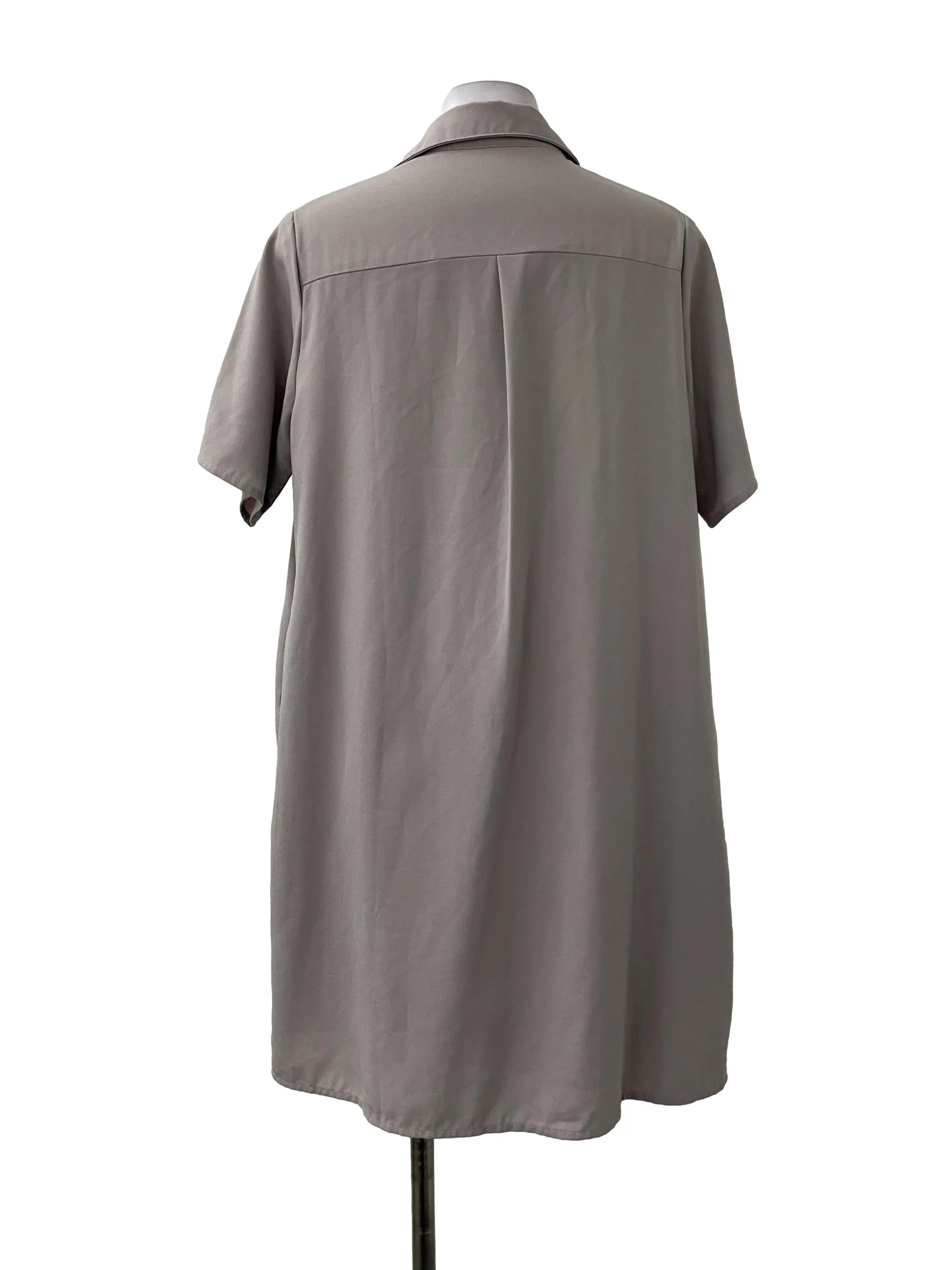 Grey Button Shift Dress