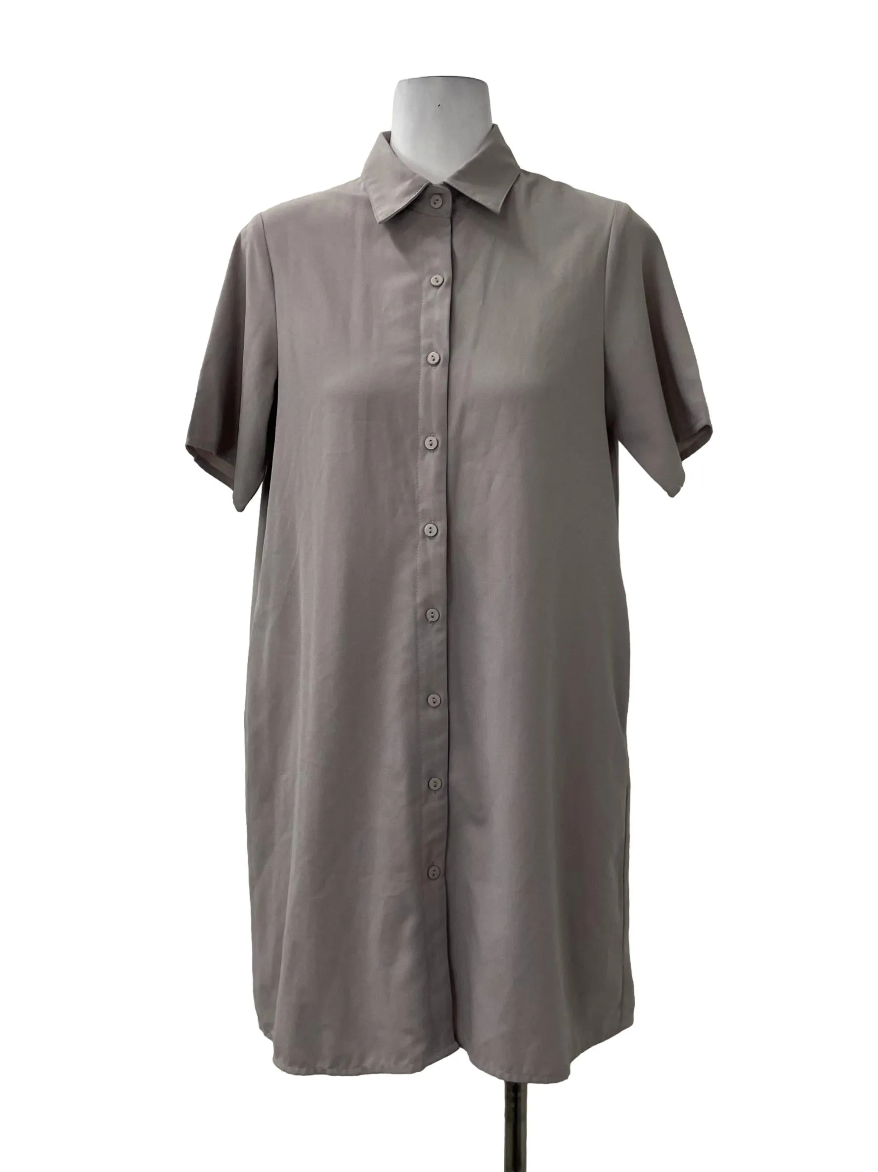Grey Button Shift Dress