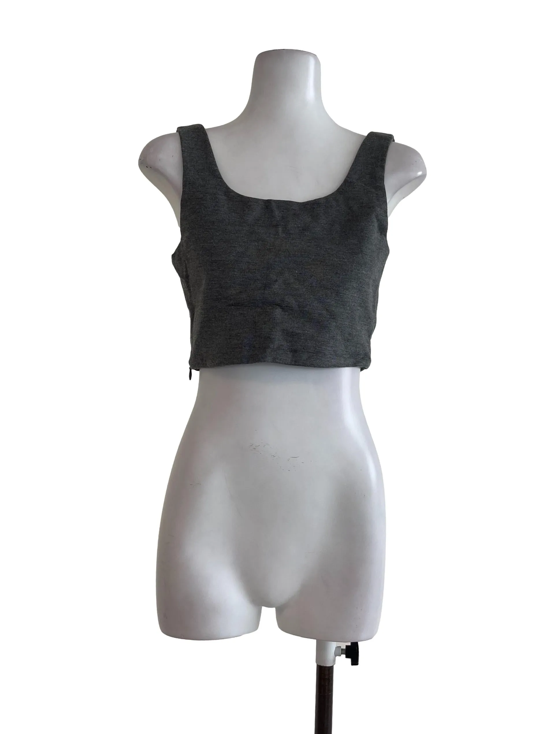 Grey Plain Sleeveless Top