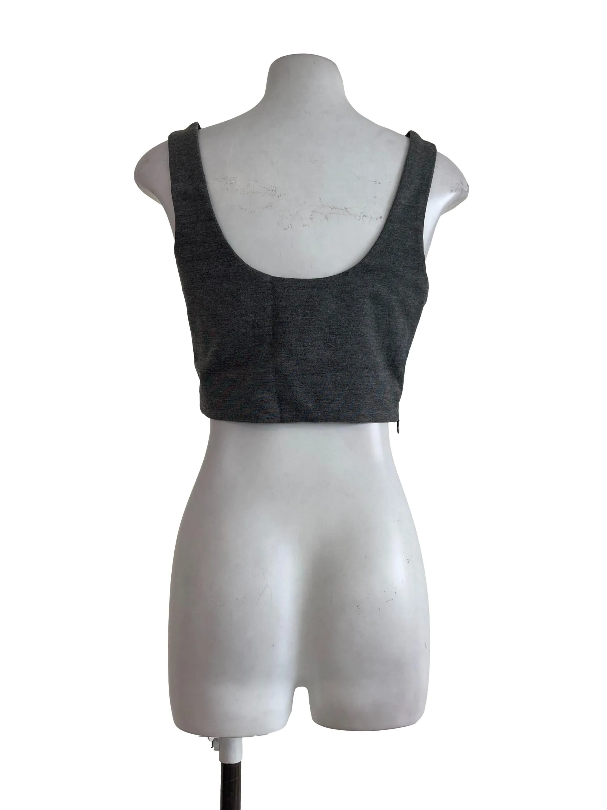 Grey Plain Sleeveless Top
