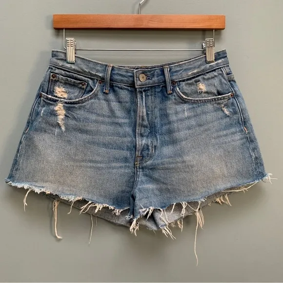 GRLFRND Cindy High Rise Distressed Denim Shorts size 28