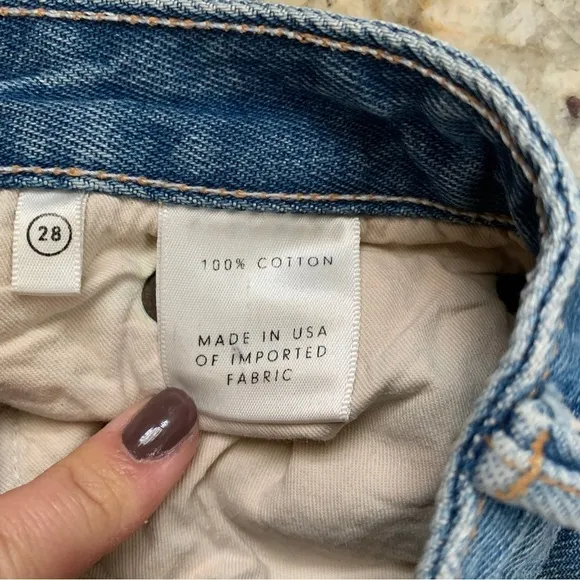 GRLFRND Cindy High Rise Distressed Denim Shorts size 28