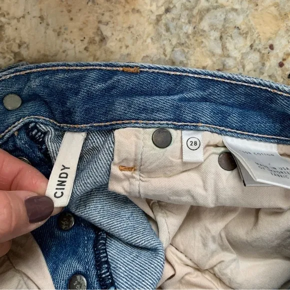 GRLFRND Cindy High Rise Distressed Denim Shorts size 28