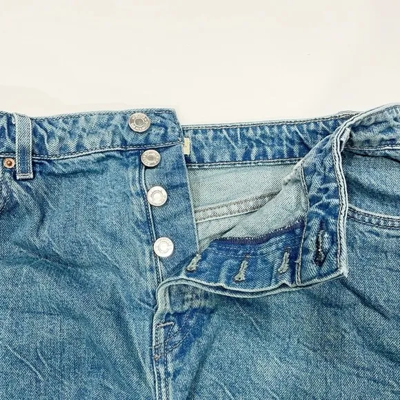 GRLFRND Helena High-Rise Cut Off Denim Shorts Women’s Sz 28 Blue