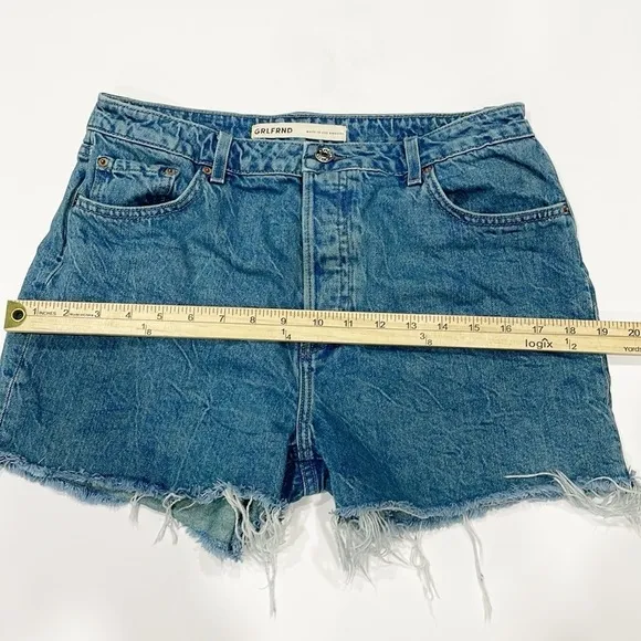 GRLFRND Helena High-Rise Cut Off Denim Shorts Women’s Sz 28 Blue