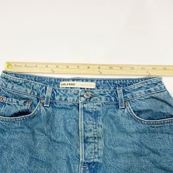 GRLFRND Helena High-Rise Cut Off Denim Shorts Women’s Sz 28 Blue