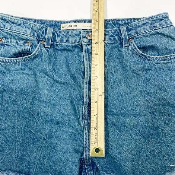 GRLFRND Helena High-Rise Cut Off Denim Shorts Women’s Sz 28 Blue