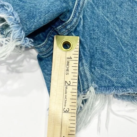 GRLFRND Helena High-Rise Cut Off Denim Shorts Women’s Sz 28 Blue