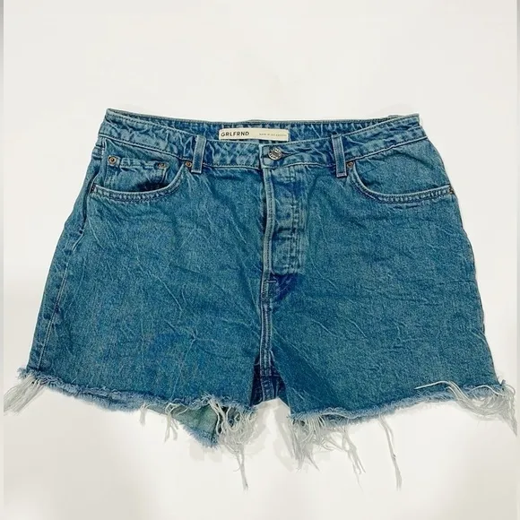 GRLFRND Helena High-Rise Cut Off Denim Shorts Women’s Sz 28 Blue