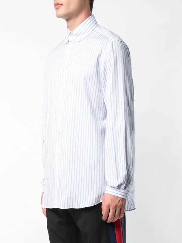 Gucci White and Blue Striped Classic Button Down Shirt