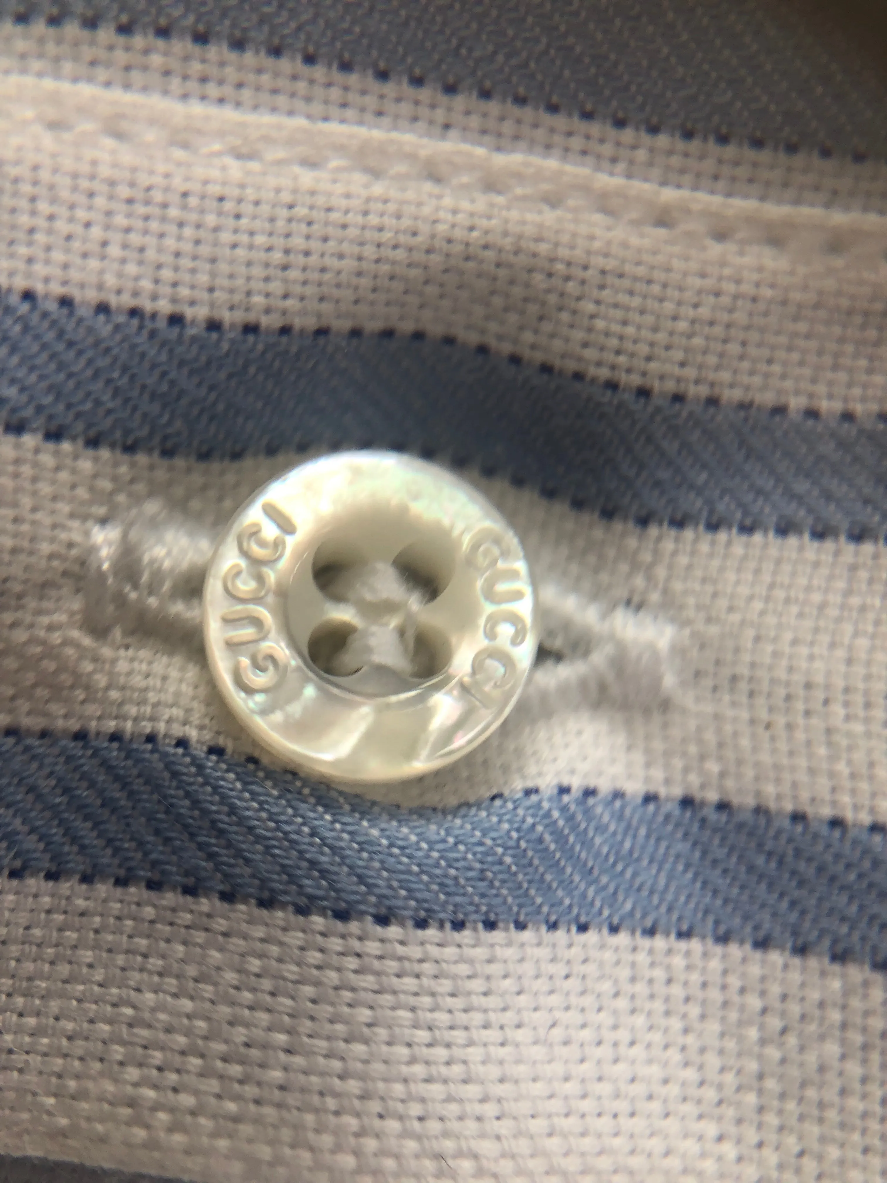 Gucci White and Blue Striped Classic Button Down Shirt