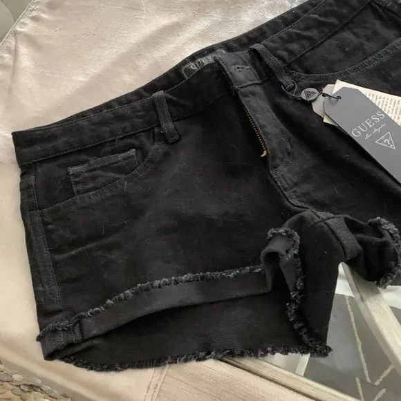 Guess Black Denim &quot;Cut Off&quot; Shorts NWT