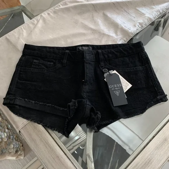Guess Black Denim &quot;Cut Off&quot; Shorts NWT