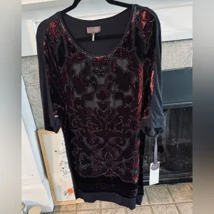 Hale Bob stunning velvet and silk dress NWT
