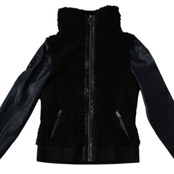Harley Davidson Women's Black Sherpa Faux Leather Jacket. Small