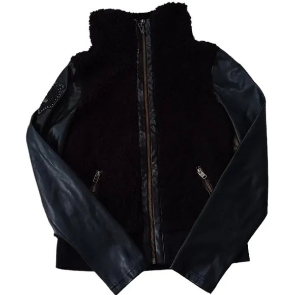 Harley Davidson Women's Black Sherpa Faux Leather Jacket. Small