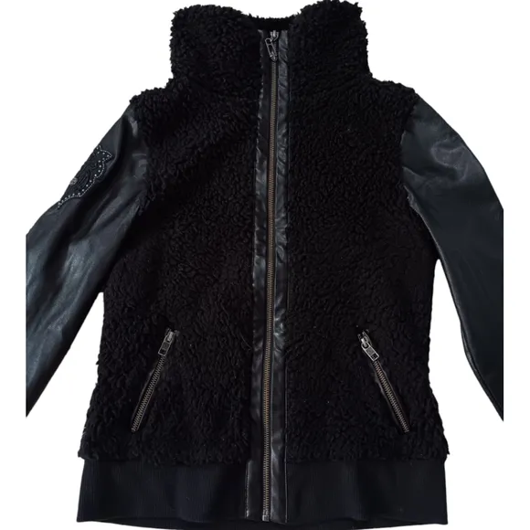 Harley Davidson Women's Black Sherpa Faux Leather Jacket. Small
