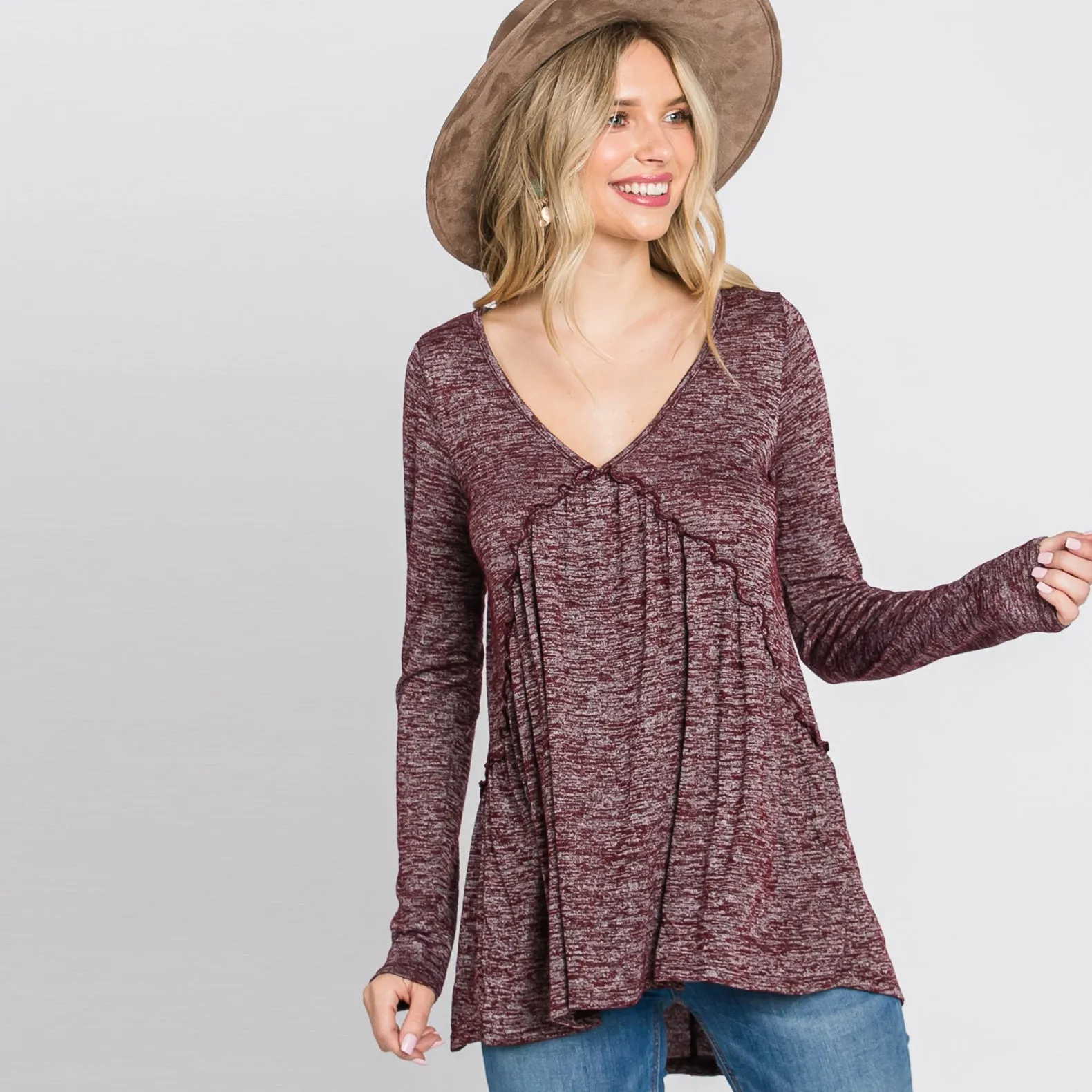 Heather Baby Doll Top