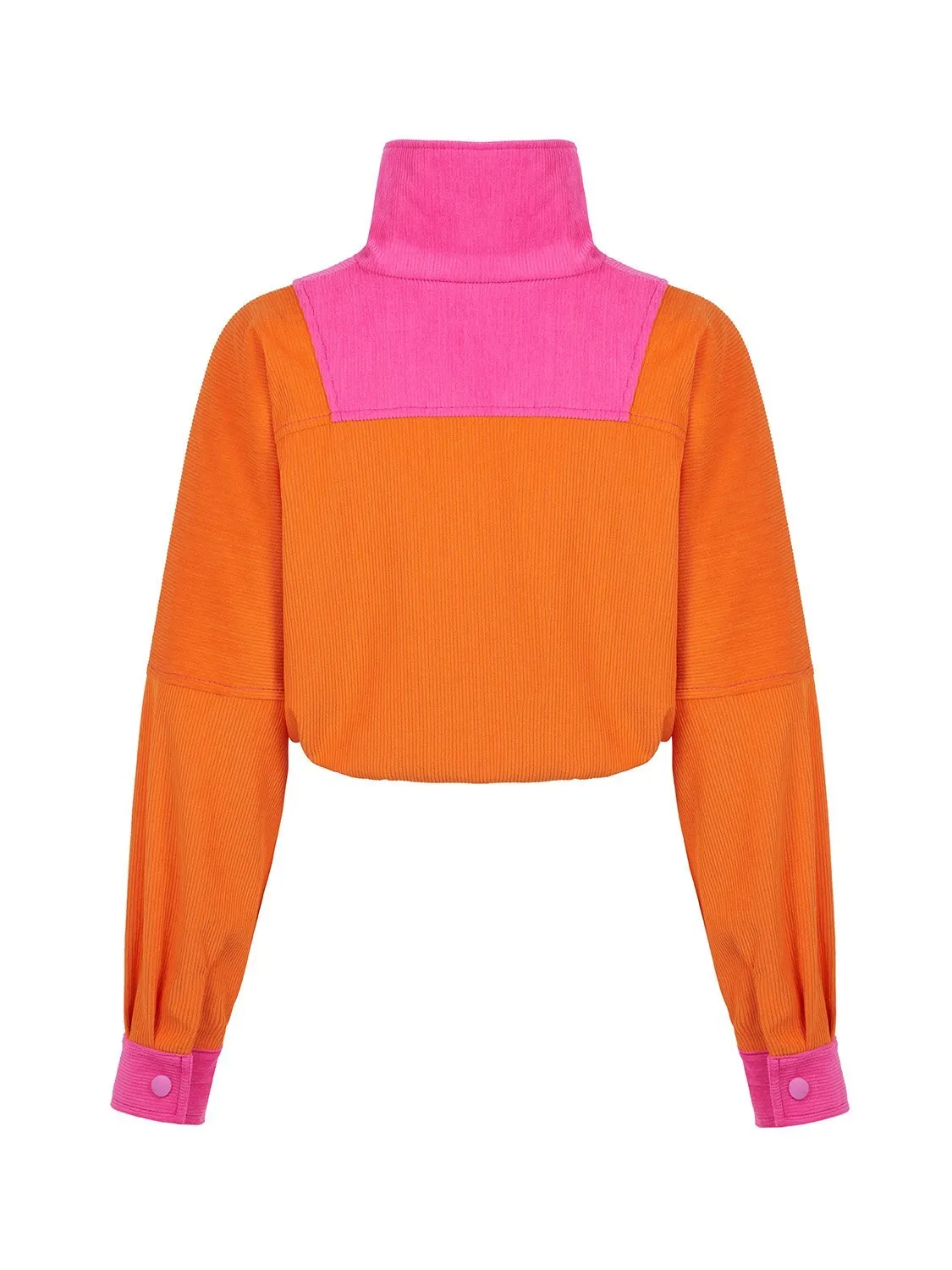 High Collar Orange Bomber Jacket for Women