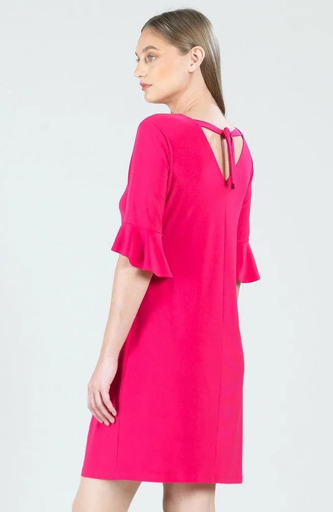 Hot Pink Tulip Cuff Back Tie Dress
