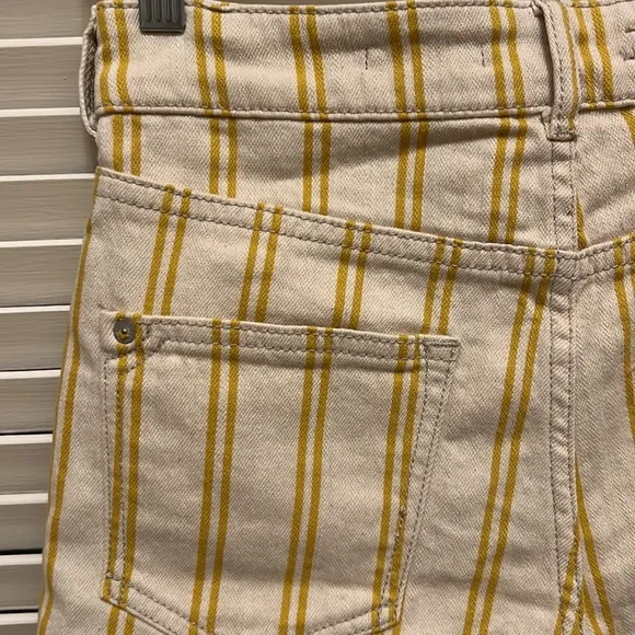 🎉HP🎉. 19. Anthropologie Pilcro High Rise Denim Shorts /Mustard &amp; Cream Stripes