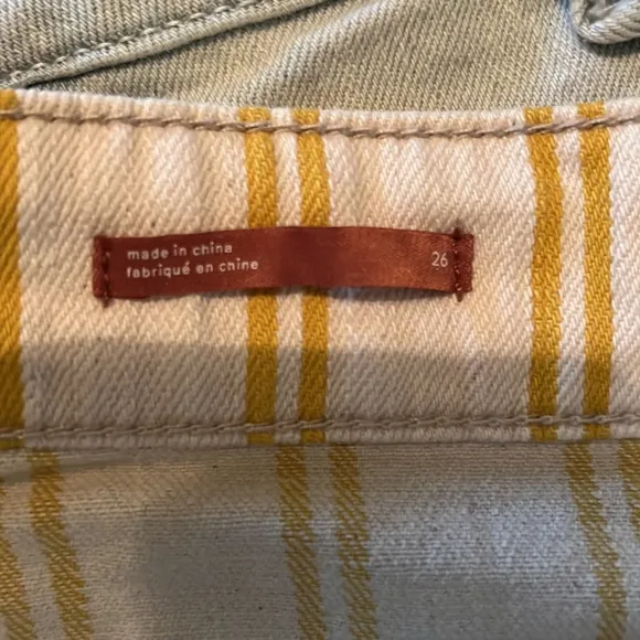 🎉HP🎉. 19. Anthropologie Pilcro High Rise Denim Shorts /Mustard &amp; Cream Stripes