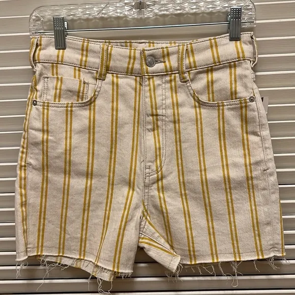 🎉HP🎉. 19. Anthropologie Pilcro High Rise Denim Shorts /Mustard &amp; Cream Stripes