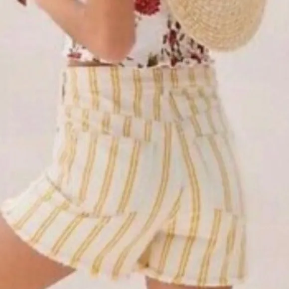 🎉HP🎉. 19. Anthropologie Pilcro High Rise Denim Shorts /Mustard &amp; Cream Stripes