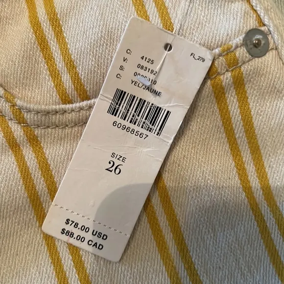 🎉HP🎉. 19. Anthropologie Pilcro High Rise Denim Shorts /Mustard &amp; Cream Stripes