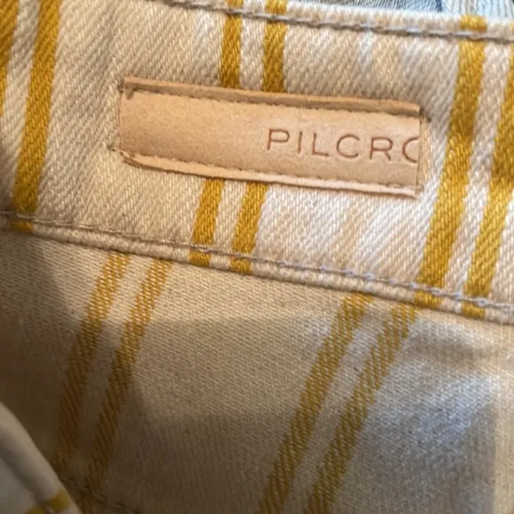 🎉HP🎉. 19. Anthropologie Pilcro High Rise Denim Shorts /Mustard &amp; Cream Stripes