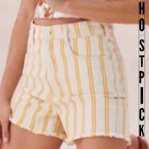🎉HP🎉. 19. Anthropologie Pilcro High Rise Denim Shorts /Mustard &amp; Cream Stripes
