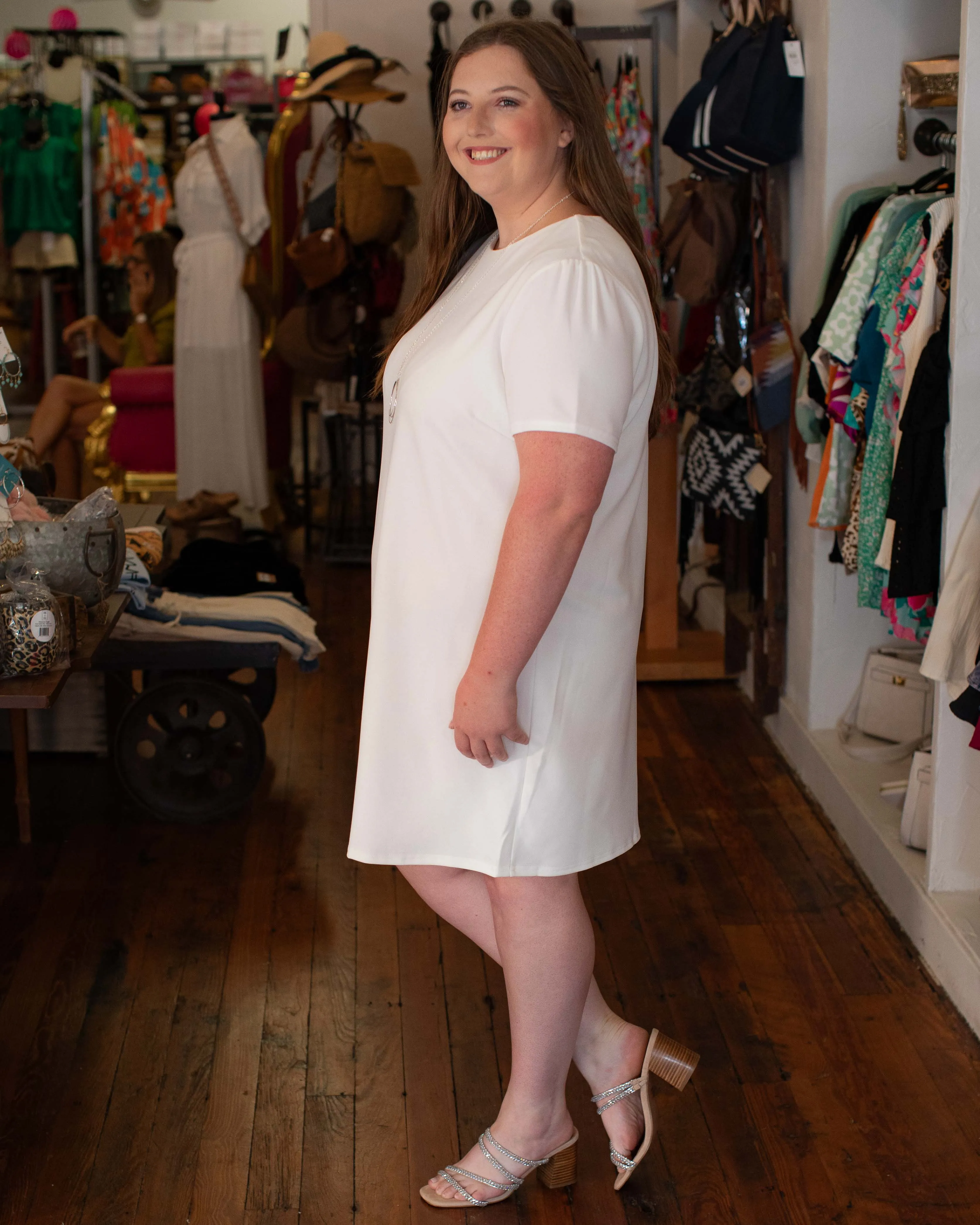 HUNG UP ON YOU KNIT SHIFT DRESS - OFF WHITE