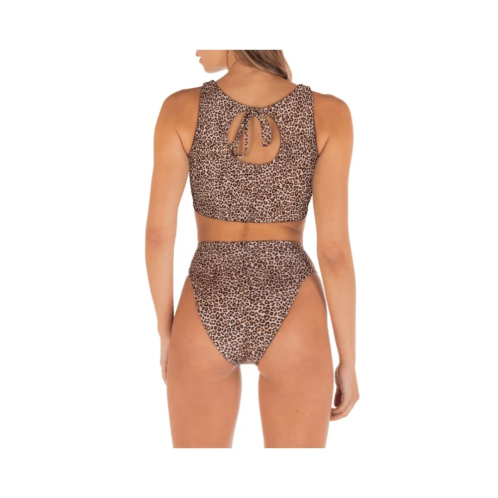 HURLEY MAX LEOPARD HIGH NECK TOP BROWN SUGAR